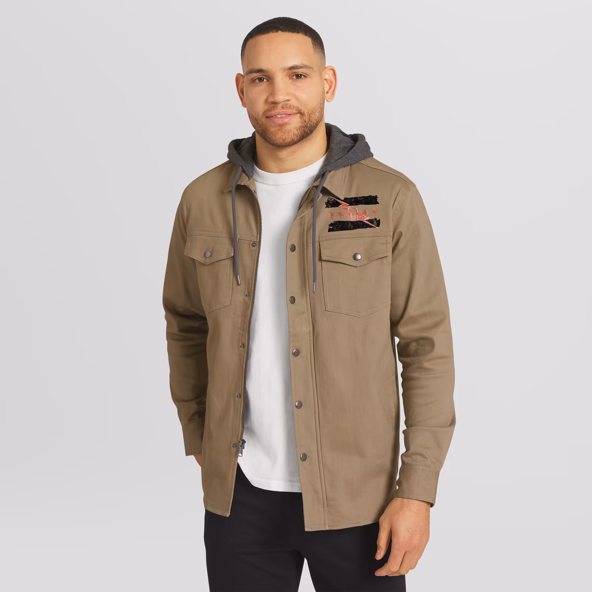 Men's Darius Rucker Collection by Fanatics Tan CM Punk Full-Snap Hooded Jacket 1 Men's Darius Rucker Collection by Fanatics Tan CM Punk Full-Snap Hooded Jacket