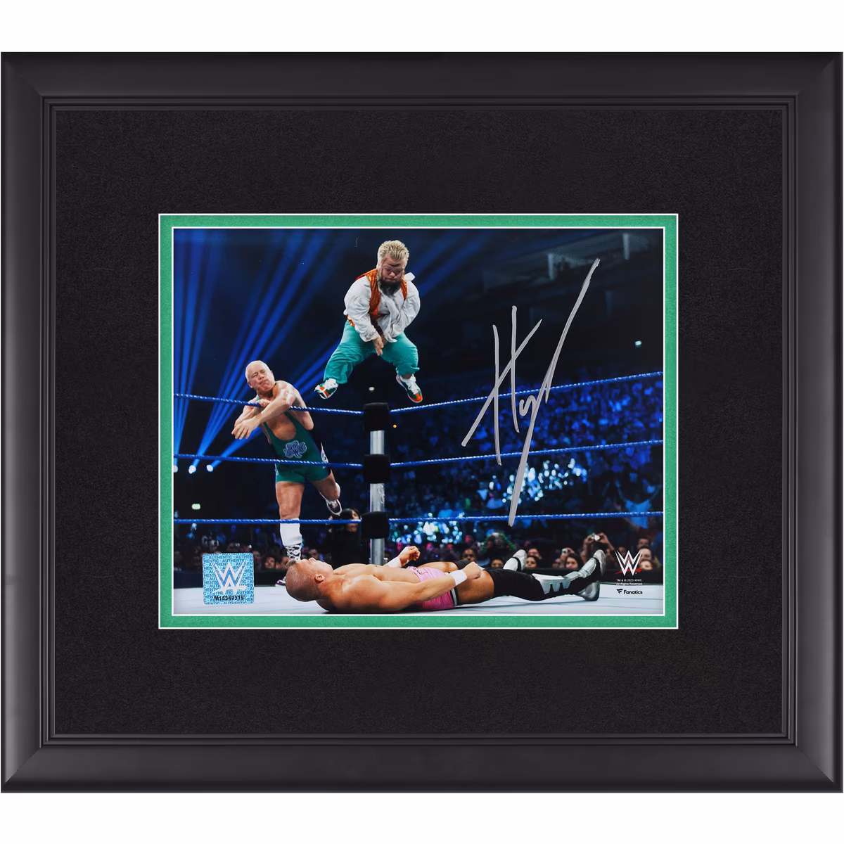 Hornswoggle WWE Autographed Framed 8" x 10" Top Rope Dive Photograph