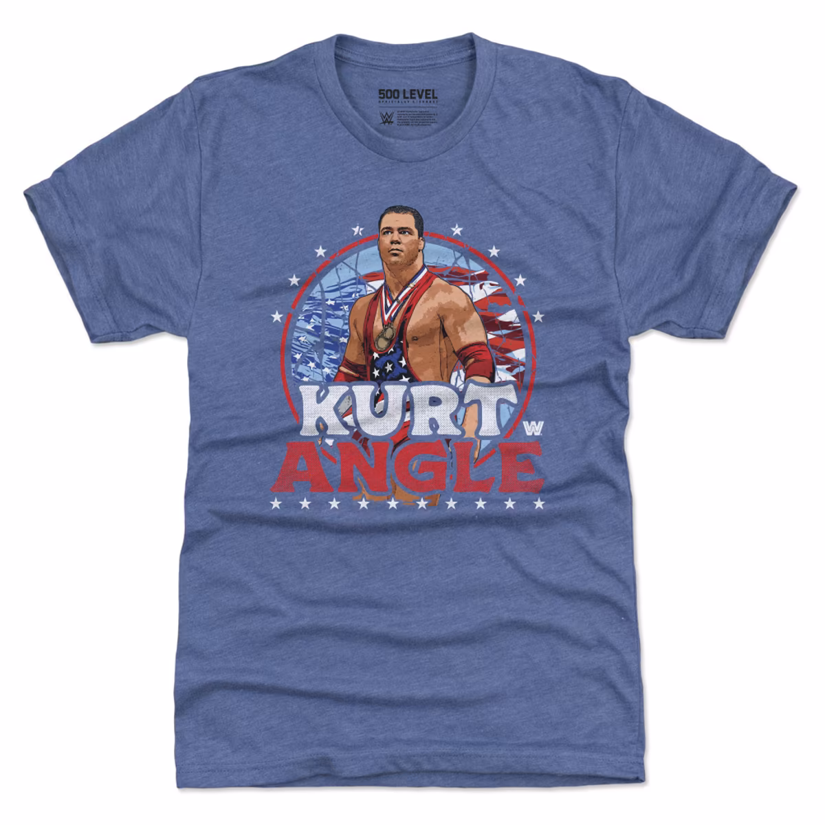 Men's 500 Level Heather Royal Kurt Angle Stars and Stripes Tri-Blend T-Shirt