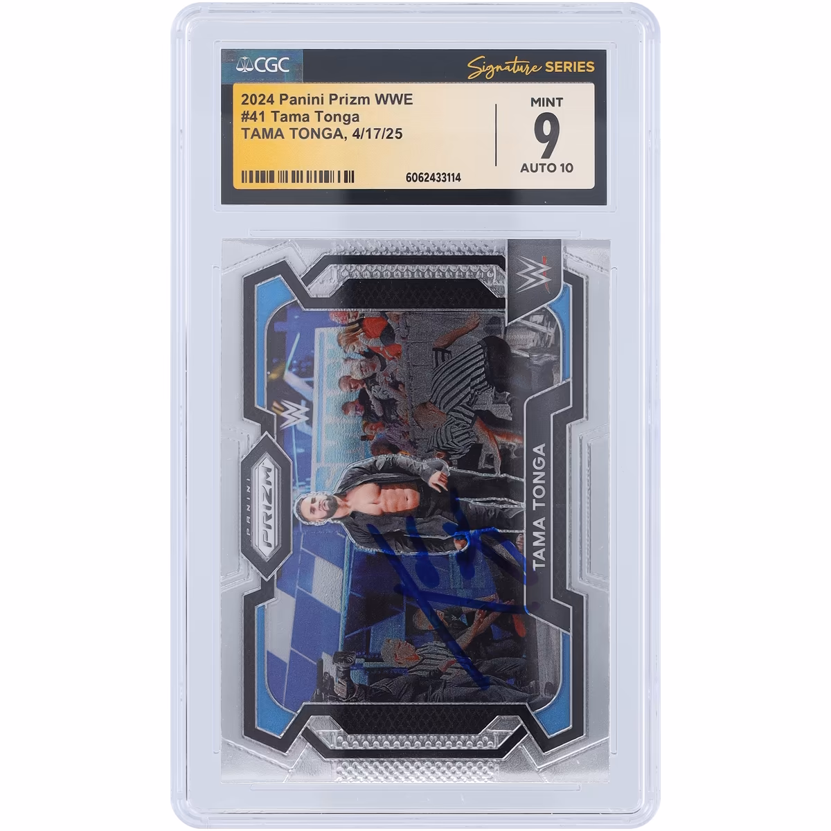 Tama Tonga WWE Autographed 2024 Panini Prizm #41 CGC Fanatics Witnessed Authenticated 9/10 Card