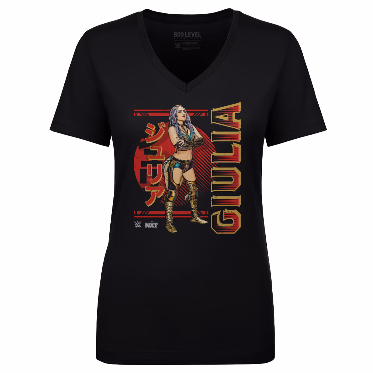Women's 500 Level Black Giulia Pose V-Neck T-Shirt
