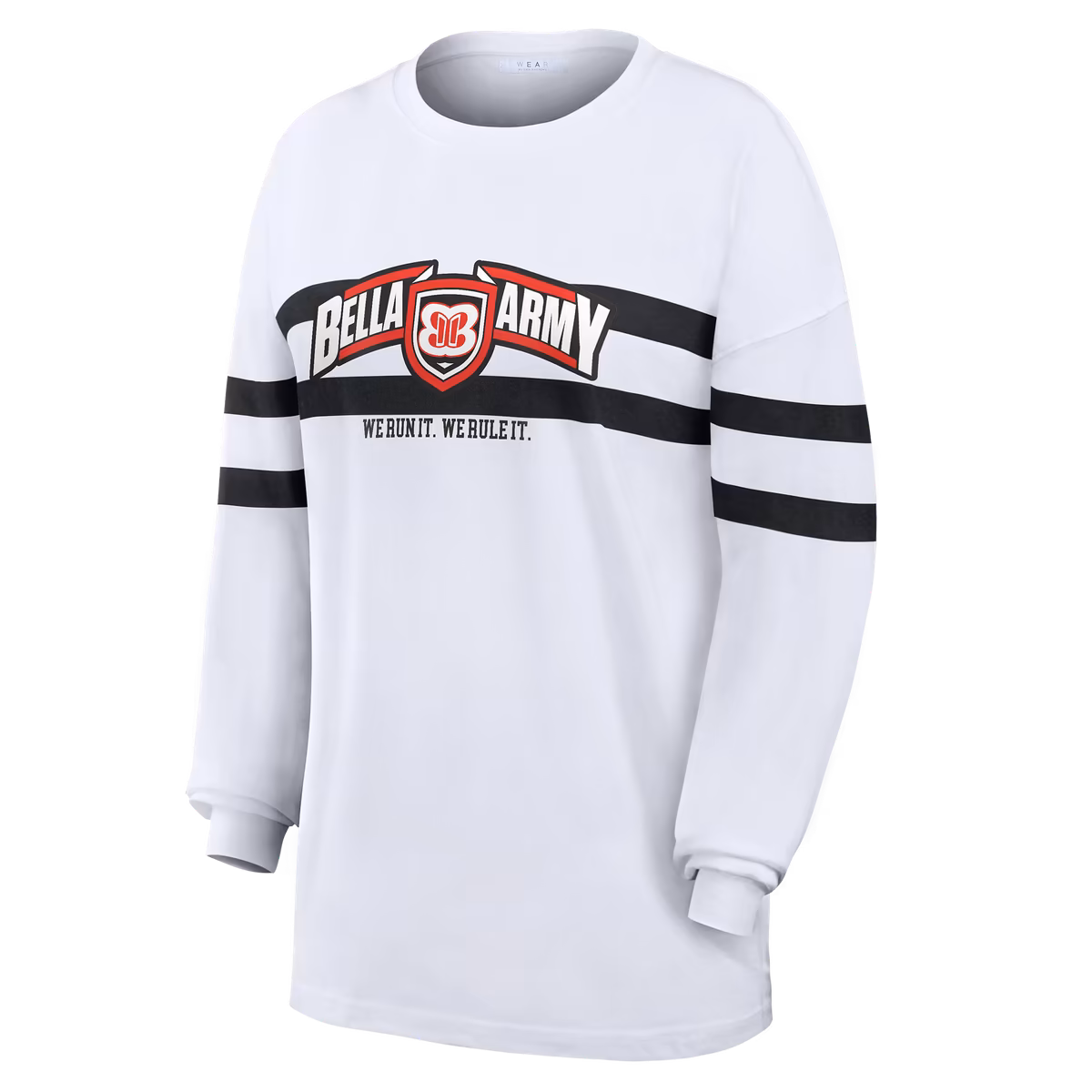 Women's WEAR by Erin Andrews White The Bella Twins Oversized Stripe Long Sleeve T-Shirt 4 Women's WEAR by Erin Andrews White The Bella Twins Oversized Stripe Long Sleeve T-Shirt