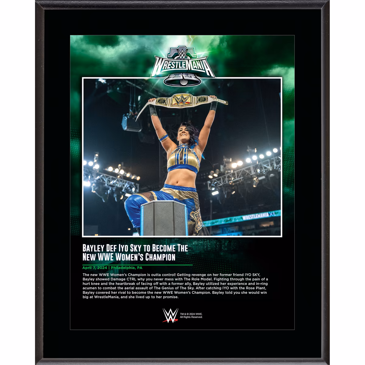 Bayley WWE 10.5" x 13" WrestleMania 40 Night 2 Sublimated Plaque