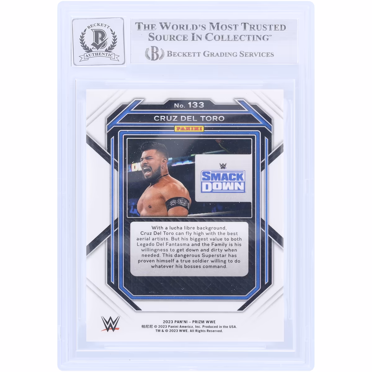 Cruz Del Toro WWE Autographed 2023 Panini Prizm #133 Beckett Fanatics Witnessed Authenticated 10 Card 3 Cruz Del Toro WWE Autographed 2023 Panini Prizm #133 Beckett Fanatics Witnessed Authenticated 10 Card