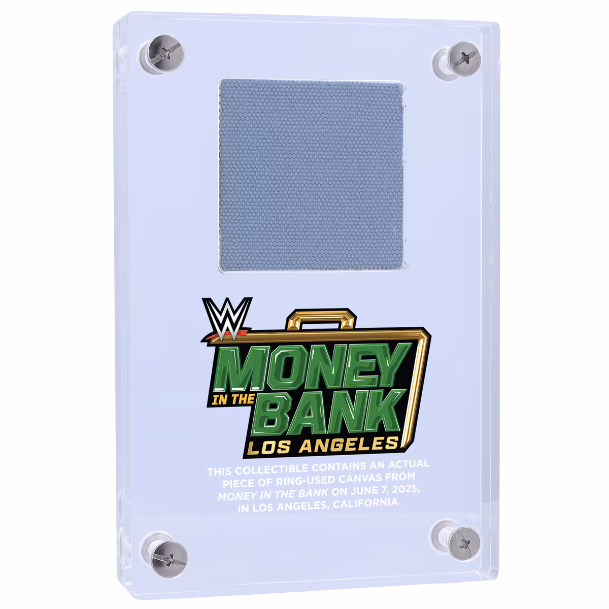 2025 WWE Money in the Bank Acrylic Display Case with Match-Used Canvas 3 2025 WWE Money in the Bank Acrylic Display Case with Match-Used Canvas