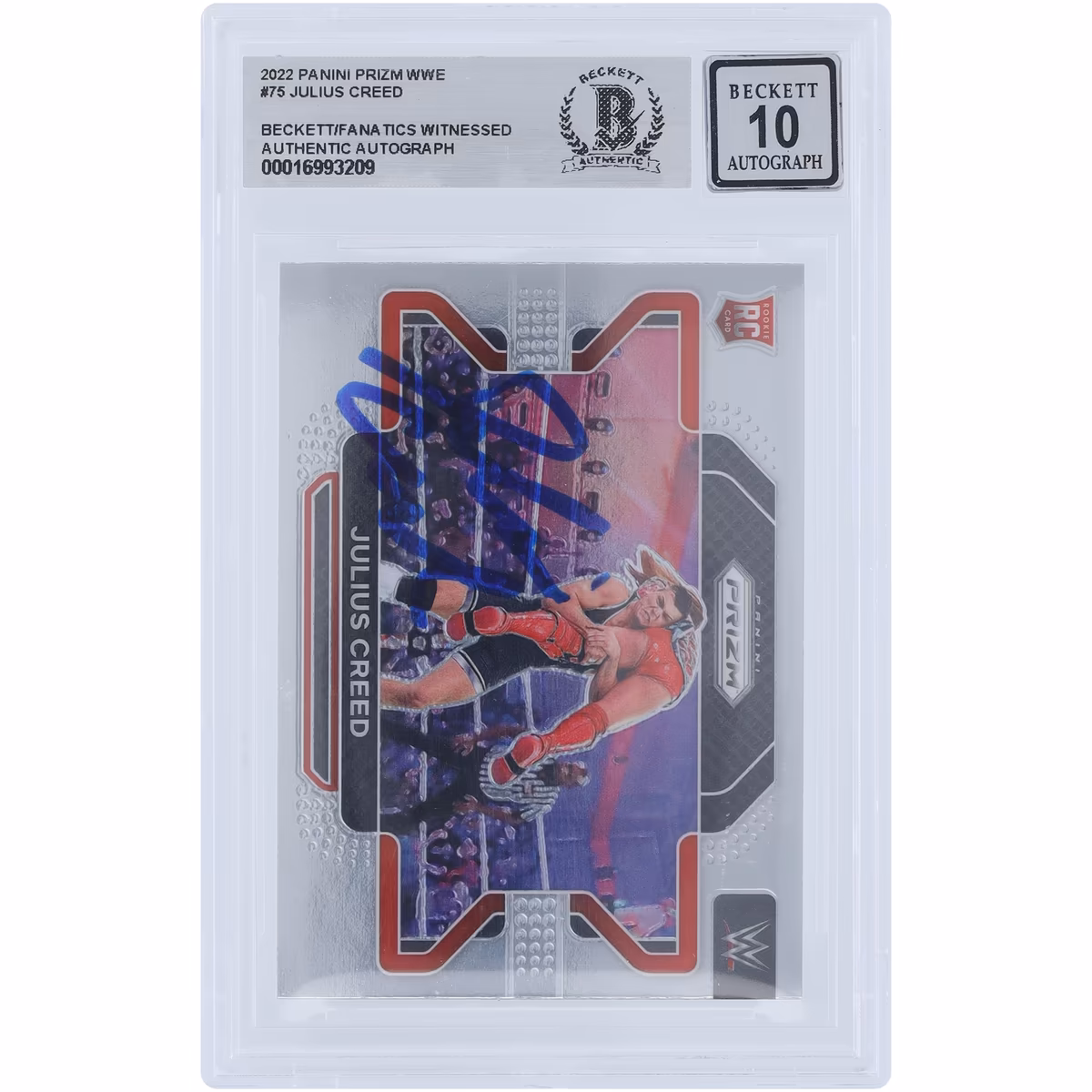 Julius Creed WWE Autographed 2022 Panini Prizm #75 Beckett Fanatics Witnessed Authenticated 10 Rookie Card