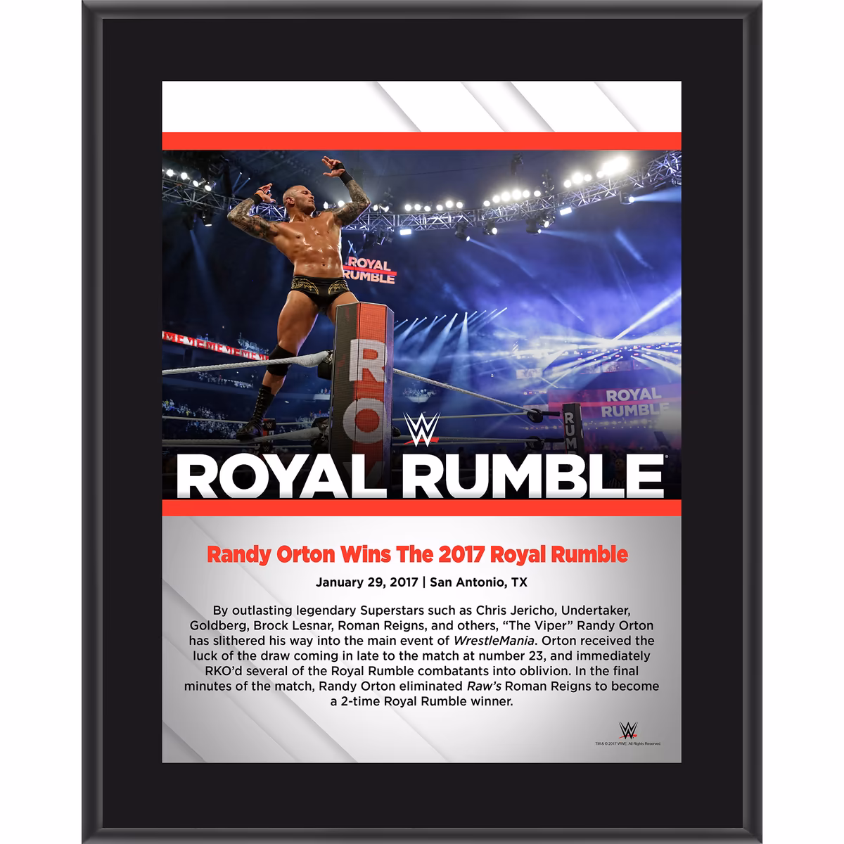 Randy Orton 10.5" x 13" 2017 Royal Rumble Sublimated Plaque