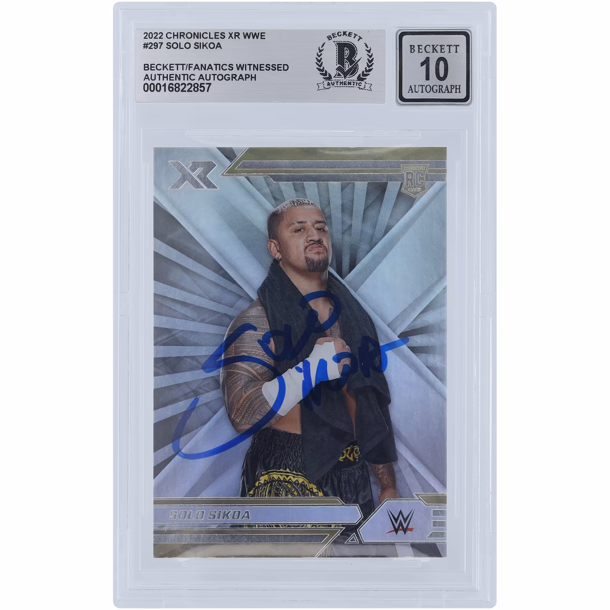 Solo Sikoa WWE Autographed 2022 Panini Chronicles XR #297 Beckett Fanatics Witnessed Authenticated 10 Rookie Card