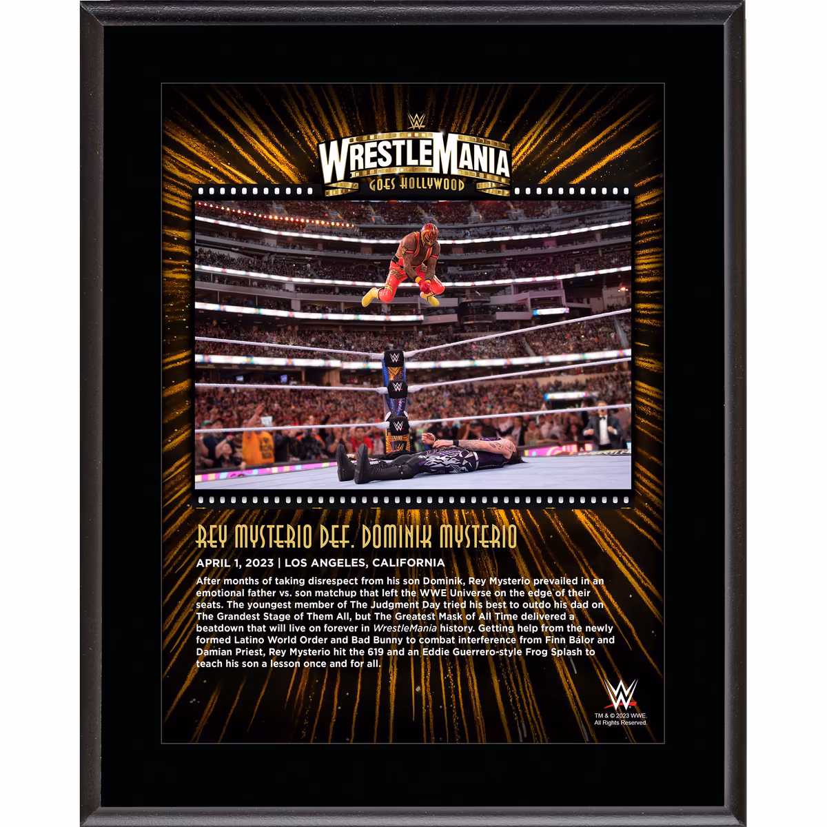 Rey Mysterio WWE 10.5" x 13" 2023 WrestleMania 39 Night 1 Sublimated Plaque 17 Rey Mysterio WWE 10.5" x 13" 2023 WrestleMania 39 Night 1 Sublimated Plaque