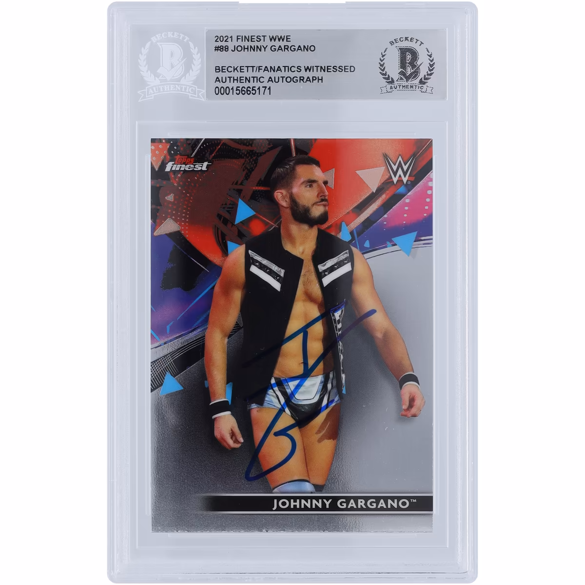 Johnny Gargano WWE Autographed 2021 Topps Finest #88 Beckett Fanatics Witnessed Authenticated Card