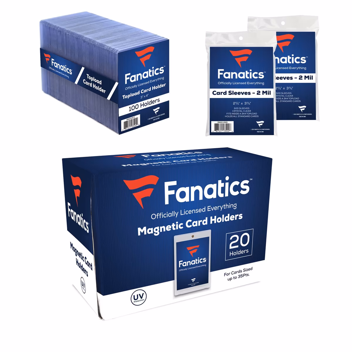 Fanatics Fanatic Bundle - 100 Top Loader 35pt, 20 Magnetic 35pt & 1,000 Soft Sleeves 2 Fanatics Fanatic Bundle - 100 Top Loader 35pt, 20 Magnetic 35pt & 1,000 Soft Sleeves