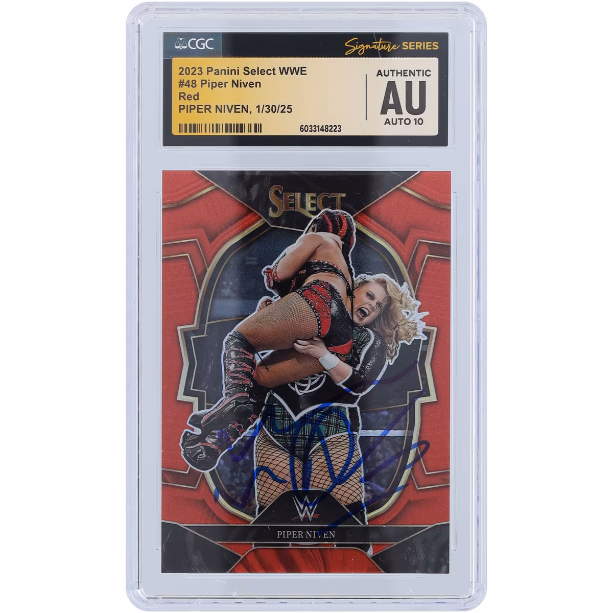 Piper Niven WWE Autographed 2023 Panini Select Red #48 #/175 CGC Fanatics Witnessed Authenticated Auto10 Card