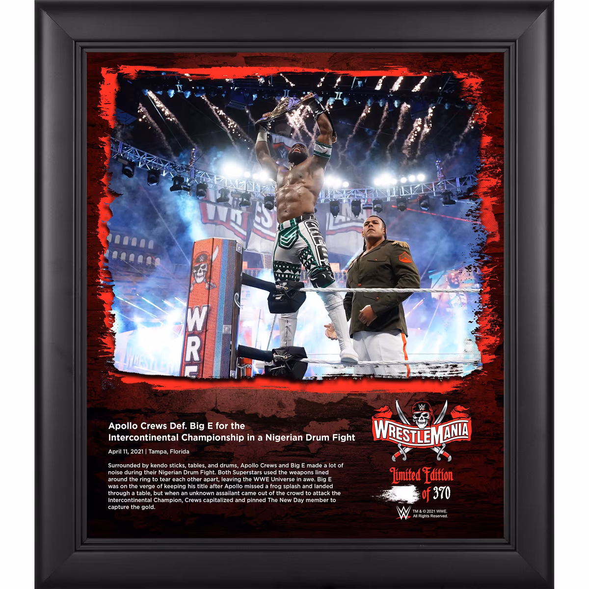 Apollo Crews Framed 15" x 17" WrestleMania 37 Collage - Limited Edition of 370 8 Apollo Crews Framed 15" x 17" WrestleMania 37 Collage - Limited Edition of 370