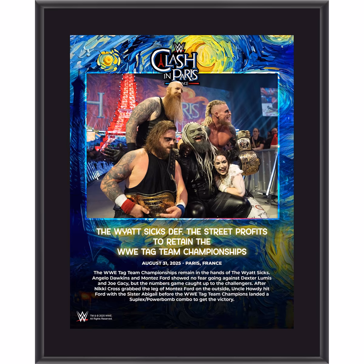 Wyatt Sicks WWE 10.5" x 13" 2025 Clash In Paris Sublimated Plaque
