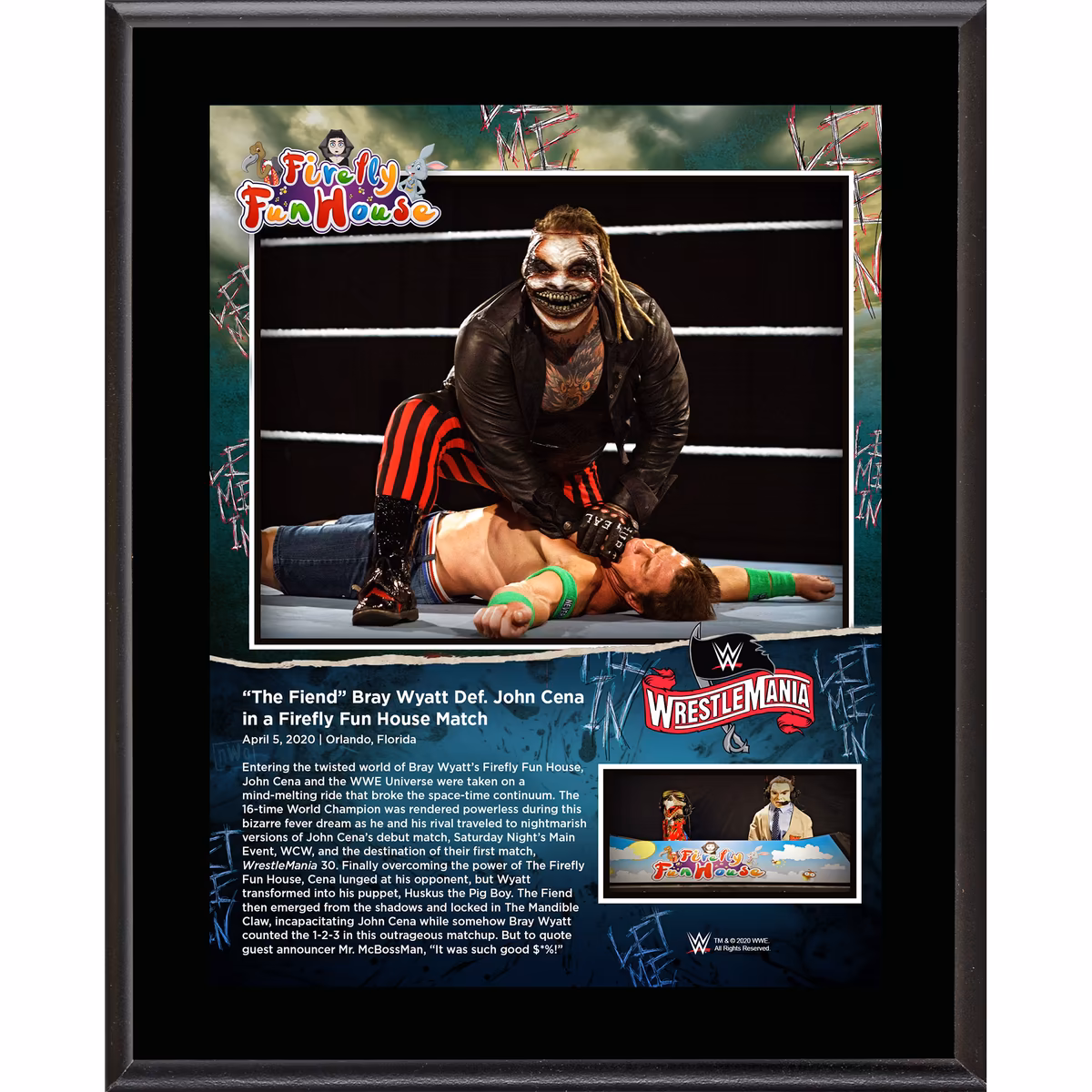''The Fiend'' Bray Wyatt Framed 10.5" x 13" WrestleMania 36 Sublimated Plaque