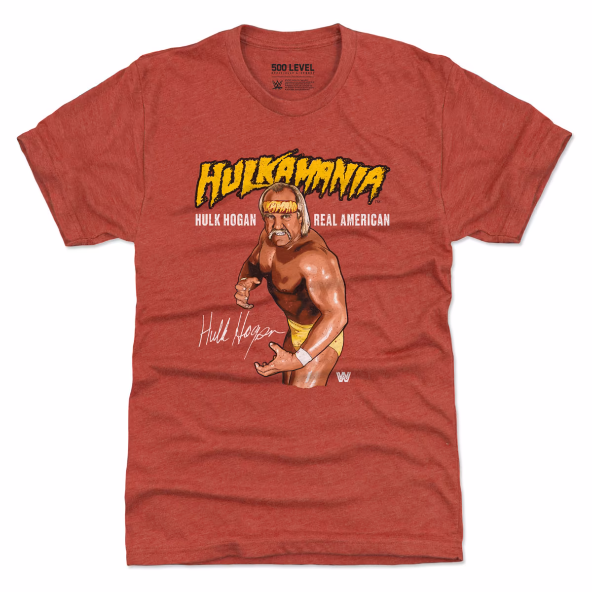 Men's 500 Level Heather Red Hulk Hogan Pose Tri-Blend T-Shirt