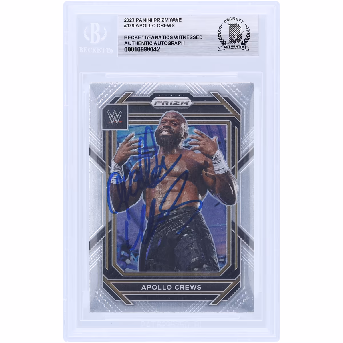 Apollo Crews WWE Autographed 2023 Panini Prizm #179 Beckett Fanatics Witnessed Authenticated Card