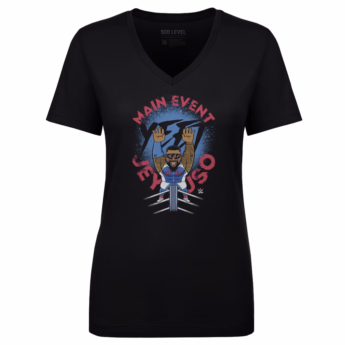 Women's 500 Level Black Jey Uso Big Shots Ropes V-Neck T-Shirt