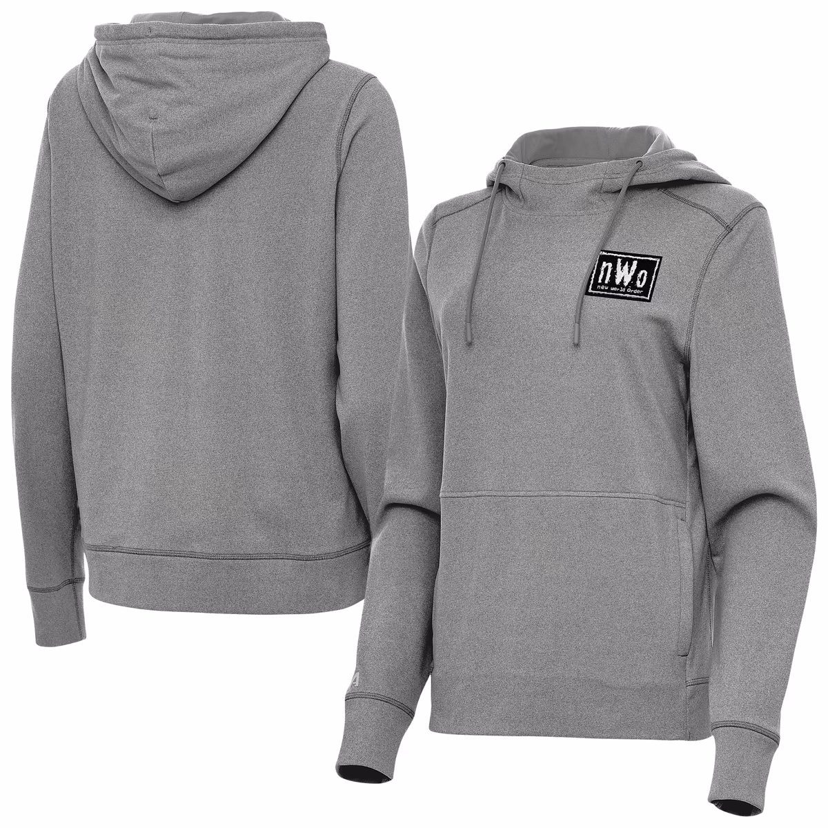 Women's Antigua Heather Charcoal nWo Justice Pullover Hoodie 9 Women's Antigua Heather Charcoal nWo Justice Pullover Hoodie