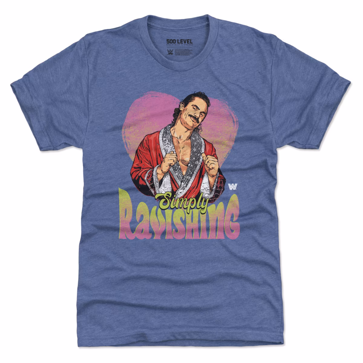 Men's 500 Level Heather Royal Rick Rude Simply Ravishing Heart Tri-Blend T-Shirt