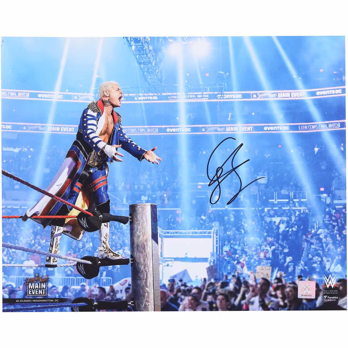 Cody Rhodes WWE Autographed 16" x 20" Entrance On Ropes Photograph