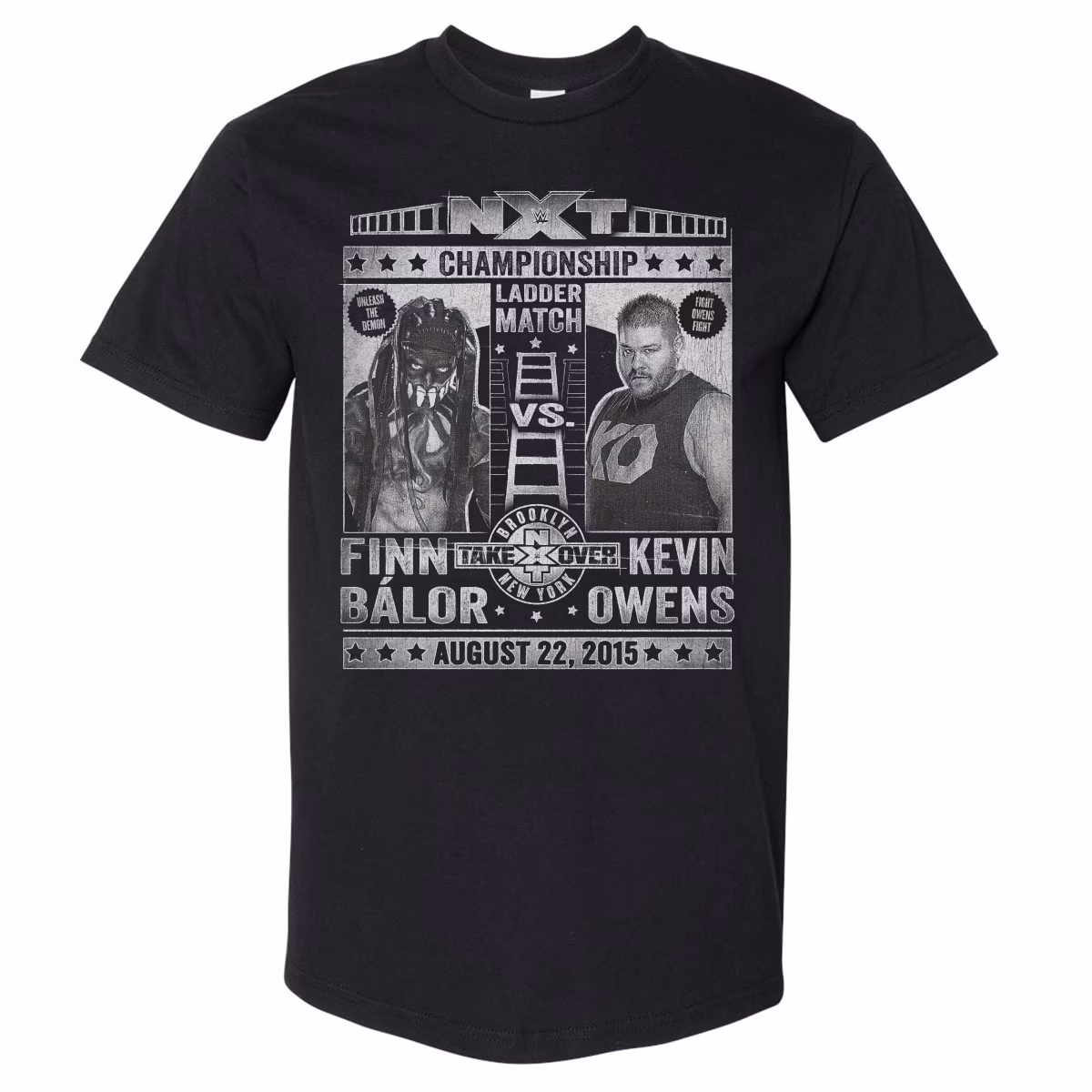 Men's 500 Level Black NXT TakeOver: Brooklyn Finn Bálor vs. Kevin Owens Heavyweight T-Shirt 1 Men's 500 Level Black NXT TakeOver: Brooklyn Finn Bálor vs. Kevin Owens Heavyweight T-Shirt