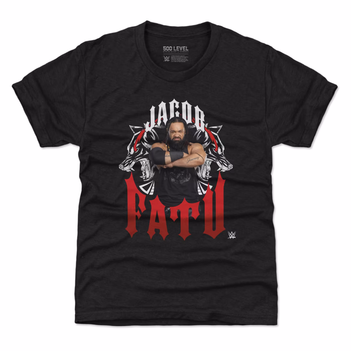 Youth 500 Level Heather Black Jacob Fatu Werewolf Tribal T-Shirt 2 Youth 500 Level Heather Black Jacob Fatu Werewolf Tribal T-Shirt
