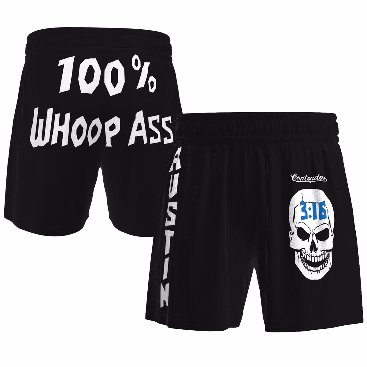 Men's Contenders Clothing Black "Stone Cold" Steve Austin Whoop Ass Mesh Shorts