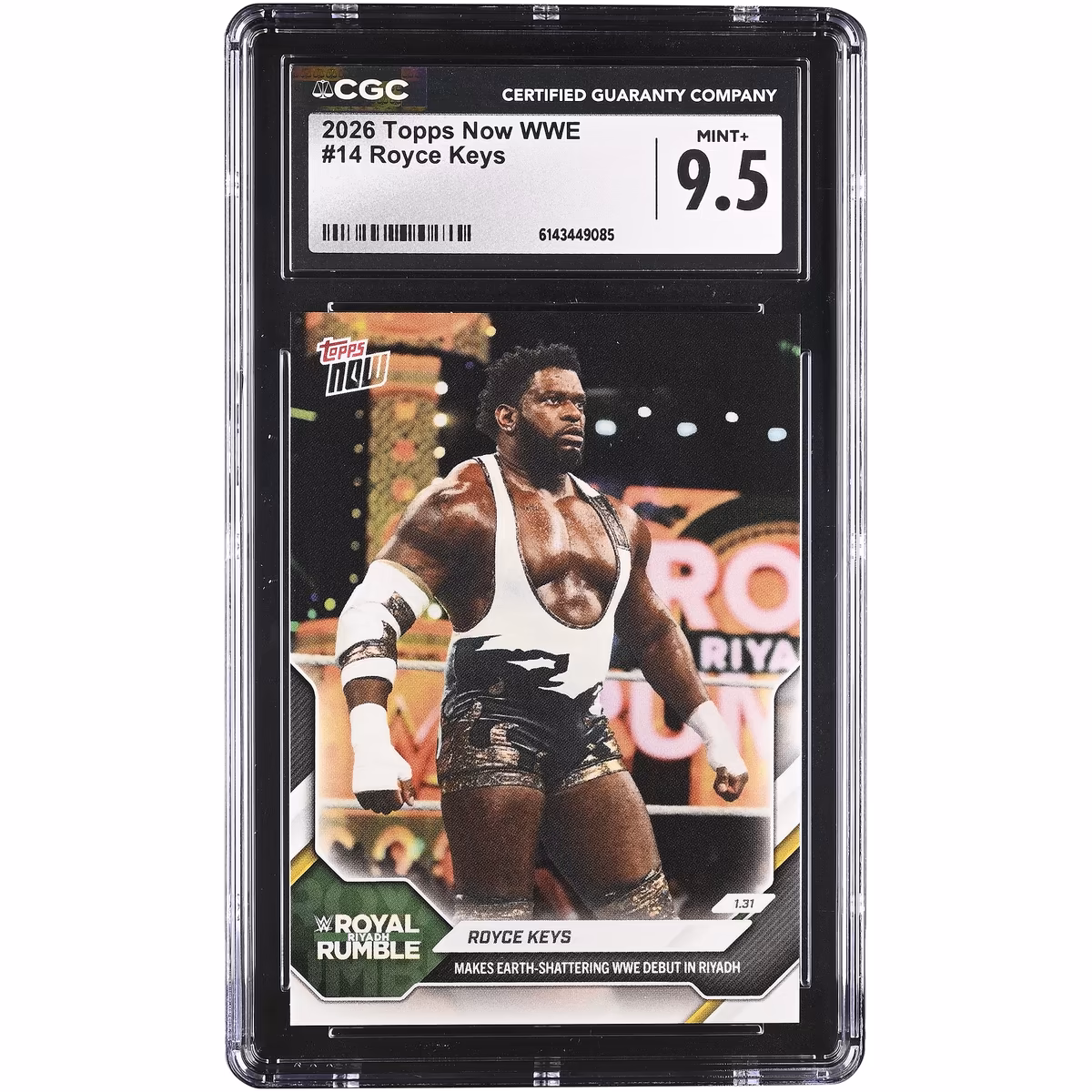 Royce Keys WWE 2026 Topps Now WWE Makes Earth-Shattering WWE Debut in Riyadh #14 CGC Authenticated 9.5 Card