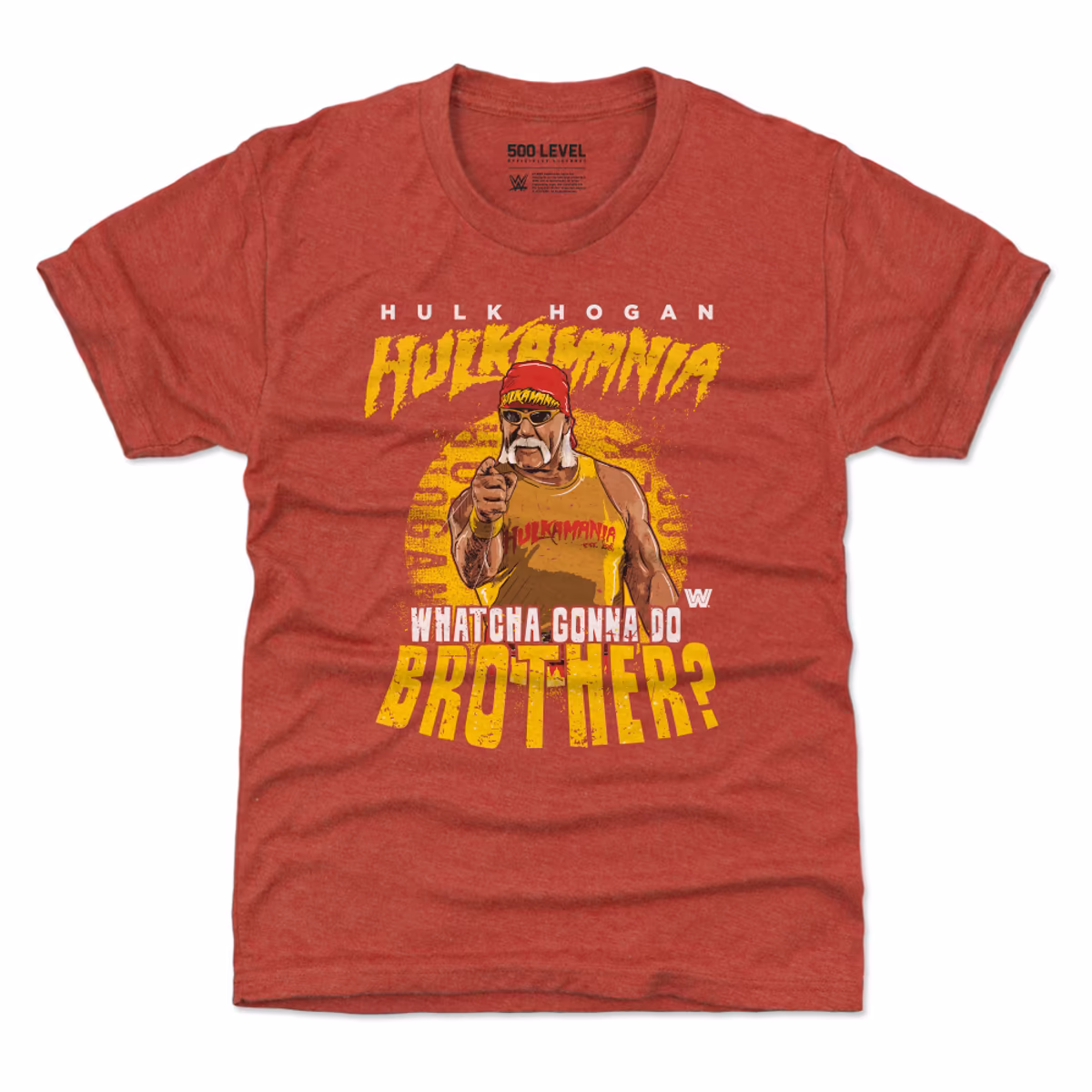 Youth 500 Level Heather Red Hulk Hogan Whatcha Gonna Do Brother? T-Shirt