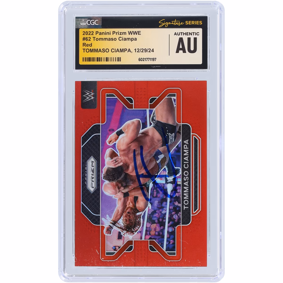 Tommaso Ciampa WWE Autographed 2022 Panini Prizm Red Prizm #62 #/299 CGC Fanatics Witnessed Authenticated Card 4 Tommaso Ciampa WWE Autographed 2022 Panini Prizm Red Prizm #62 #/299 CGC Fanatics Witnessed Authenticated Card