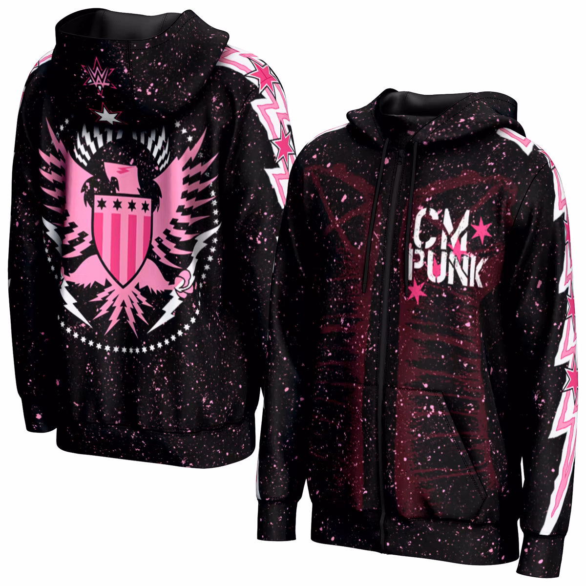 Youth ProSphere Black CM Punk Lightning Full-Zip Hoodie 2 Youth ProSphere Black CM Punk Lightning Full-Zip Hoodie