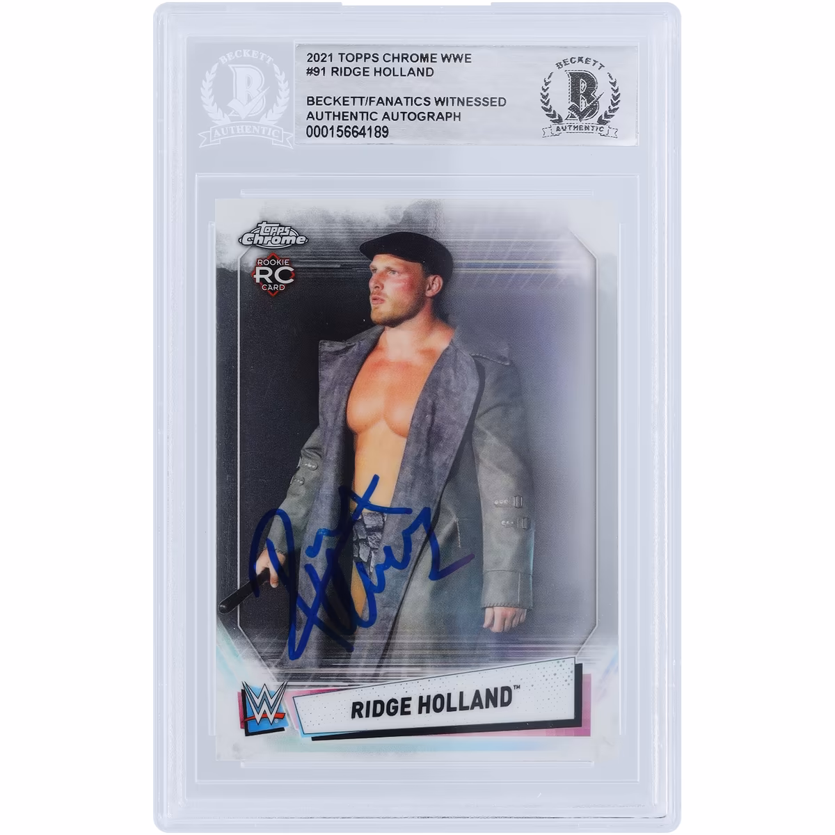 Ridge Holland WWE Autographed 2021 Topps Chrome #91 Beckett Fanatics Witnessed Authenticated Rookie Card 5 Ridge Holland WWE Autographed 2021 Topps Chrome #91 Beckett Fanatics Witnessed Authenticated Rookie Card