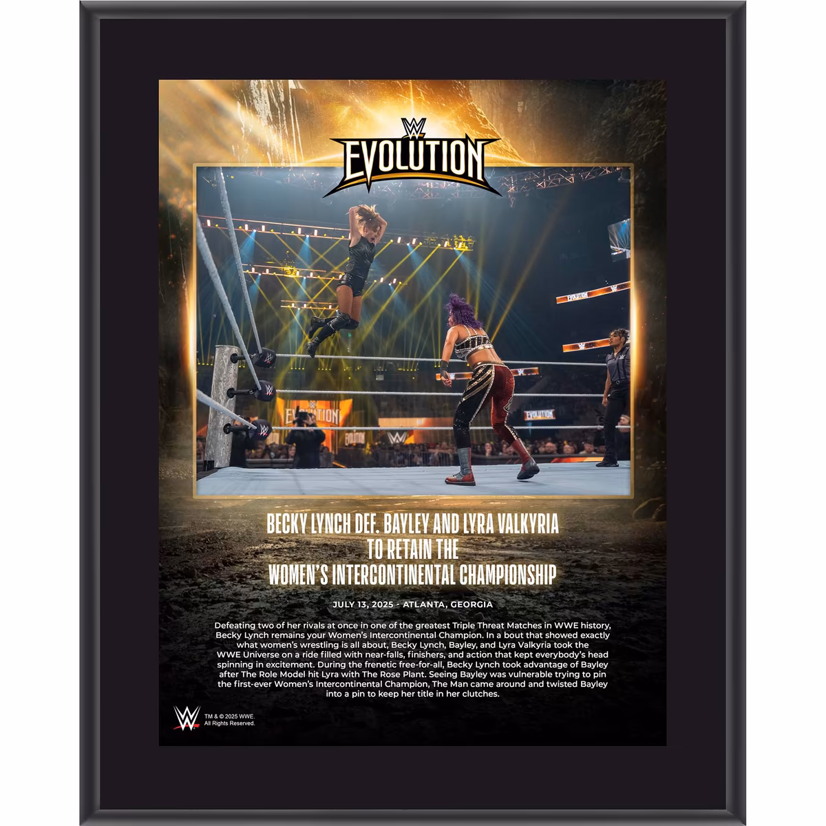 Becky Lynch WWE 10.5" x 13" Evolution 2025 Sublimated Plaque 1 Becky Lynch WWE 10.5" x 13" Evolution 2025 Sublimated Plaque