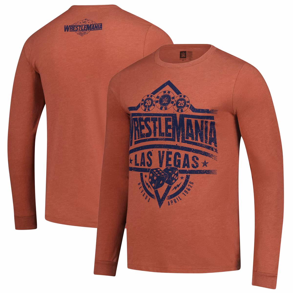 Men's Red WrestleMania 41 Poker Chips Long Sleeve T-Shirt 1 Men's Red WrestleMania 41 Poker Chips Long Sleeve T-Shirt