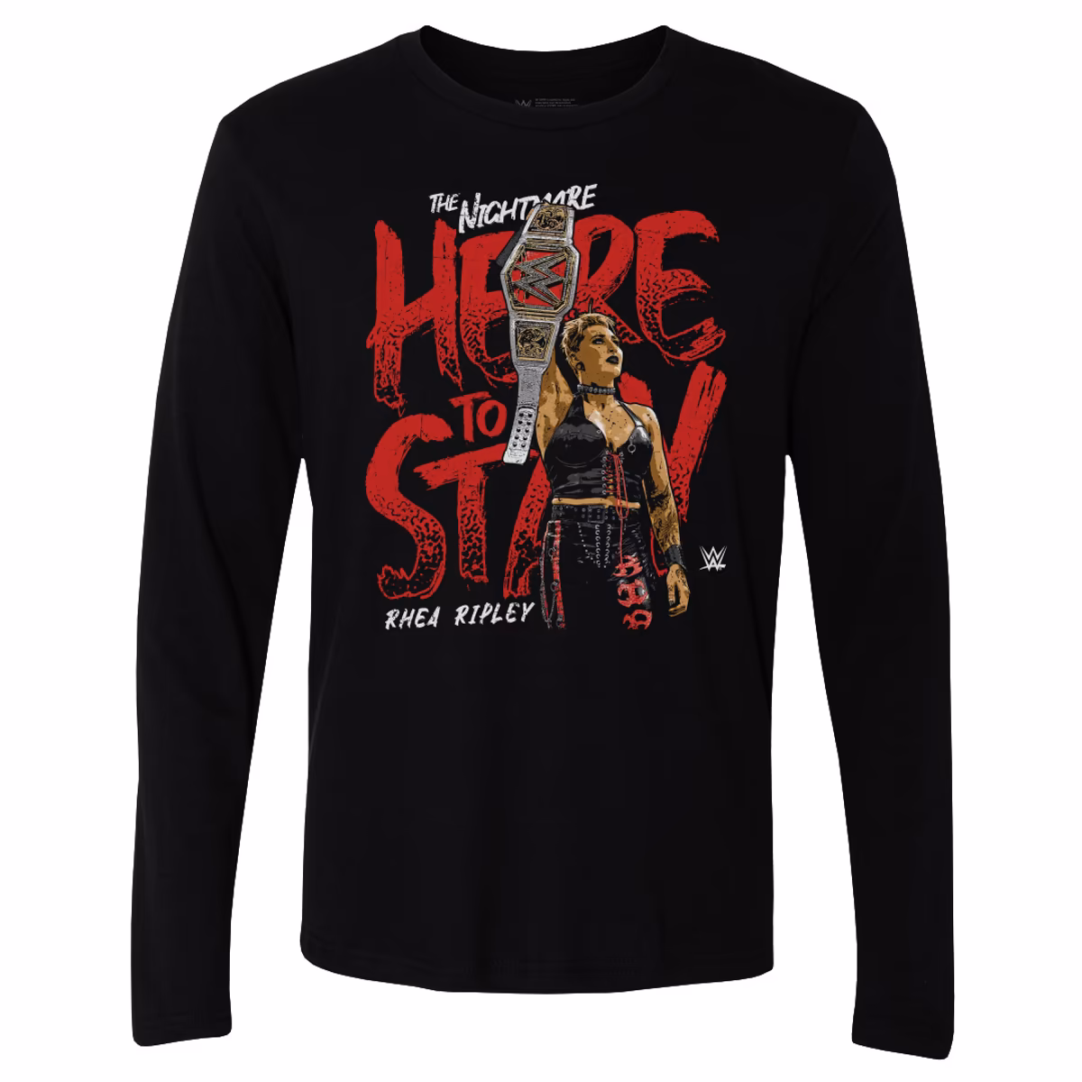 Men's 500 Level Black Rhea Ripley Here To Stay Long Sleeve T-Shirt 1 Men's 500 Level Black Rhea Ripley Here To Stay Long Sleeve T-Shirt