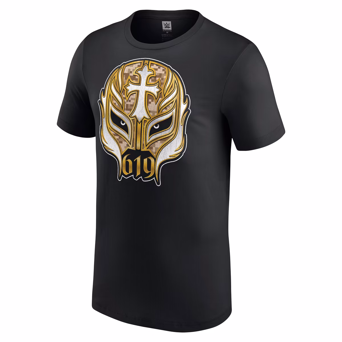 Men's Black Rey Mysterio 619 Gold Mask T-Shirt 3 Men's Black Rey Mysterio 619 Gold Mask T-Shirt