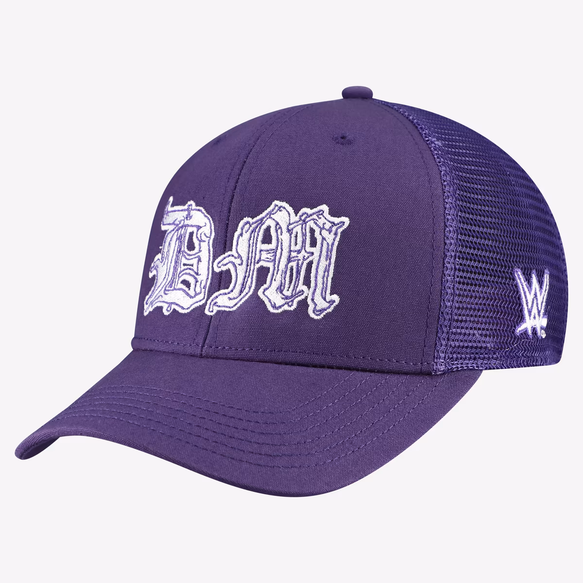 Men's Purple Dominik Mysterio Gothic Initials Mid-Pro Trucker Snapback Hat 2 Men's Purple Dominik Mysterio Gothic Initials Mid-Pro Trucker Snapback Hat