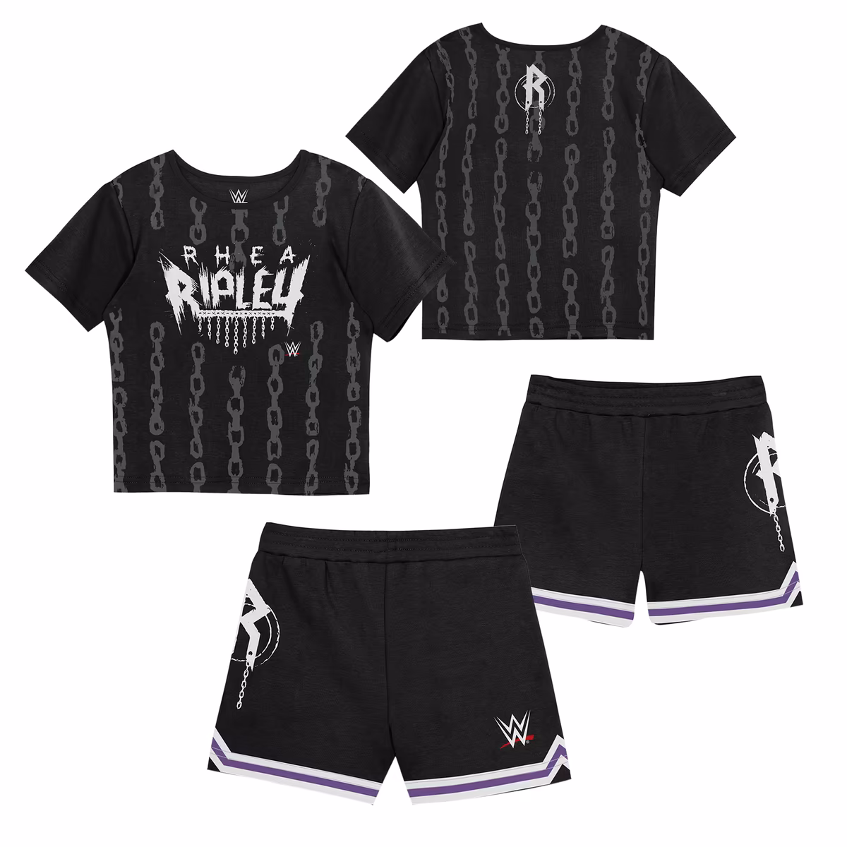 Toddler Mitchell & Ness  Black Rhea Ripley Play by Place Two-Pack T-Shirt & Shorts Set