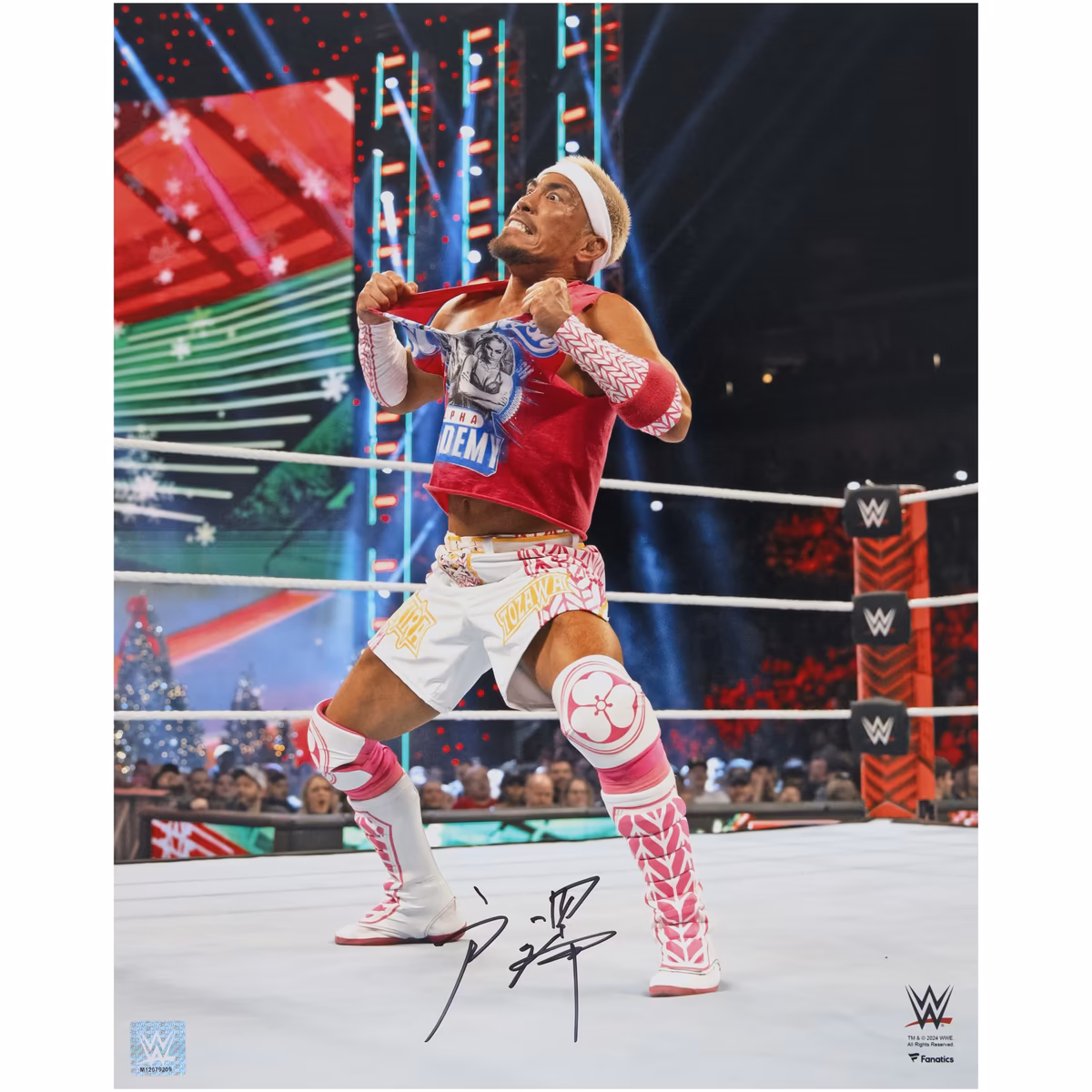 Akira Tozawa WWE Autographed 16" x 20" Ripping Shirt Photograph