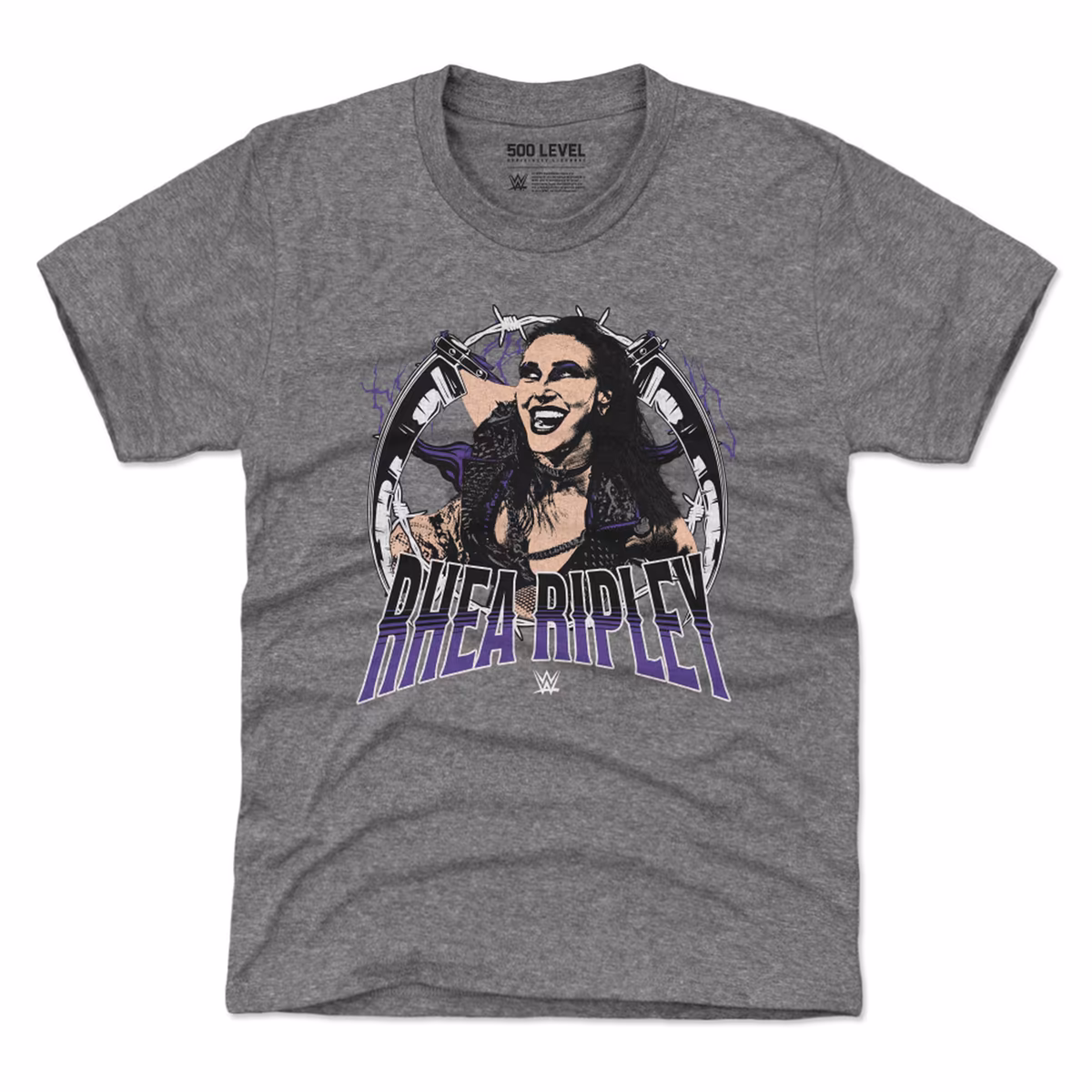 Youth 500 Level Heather Gray Rhea Ripley Posterize T-Shirt 2 Youth 500 Level Heather Gray Rhea Ripley Posterize T-Shirt