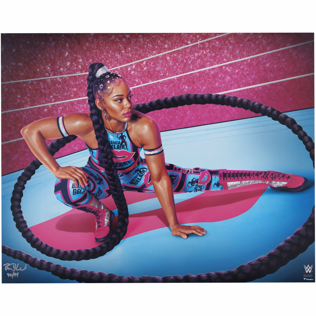 Bianca Belair WWE 16" x 20" Photo Print - Designed & Signed by Artist Brian Konnick - Limited Edition of 99