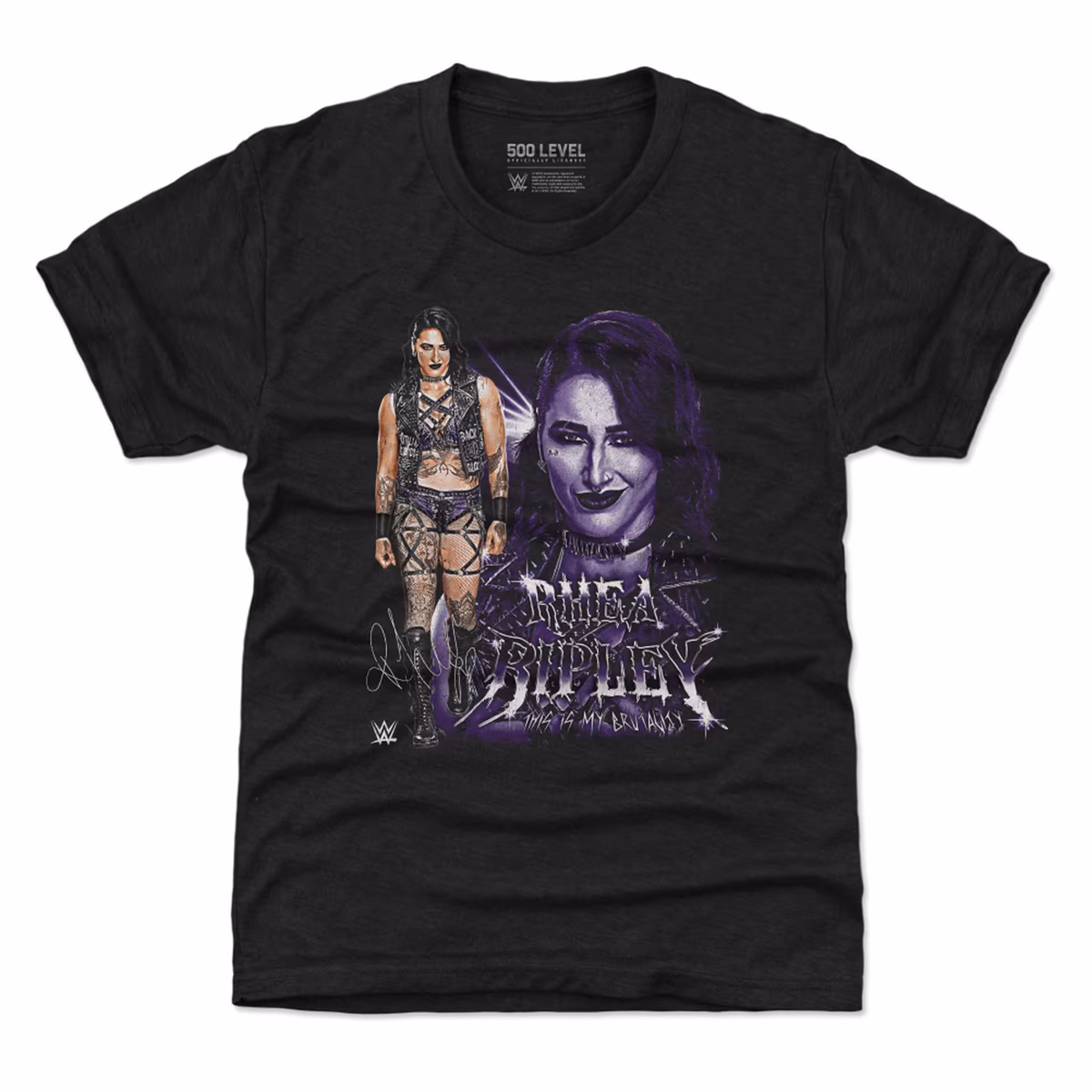 Youth 500 Level Heather Black Rhea Ripley Vintage T-Shirt 3 Youth 500 Level Heather Black Rhea Ripley Vintage T-Shirt