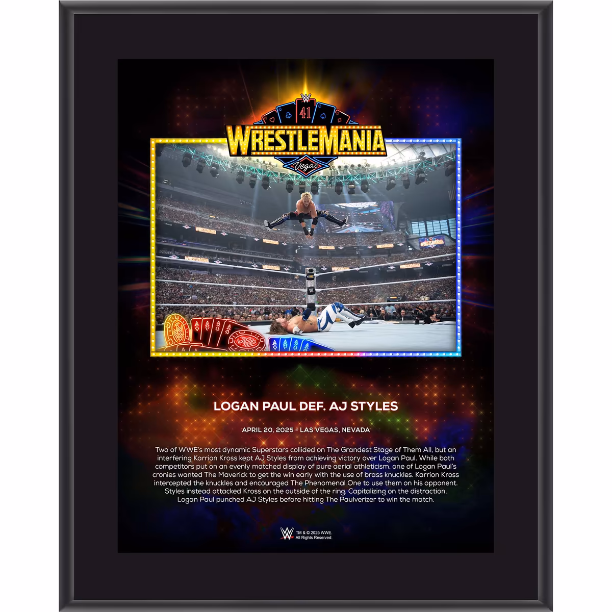 Logan Paul WWE 10.5" x 13" WrestleMania 41 Night 2 Sublimated Plaque