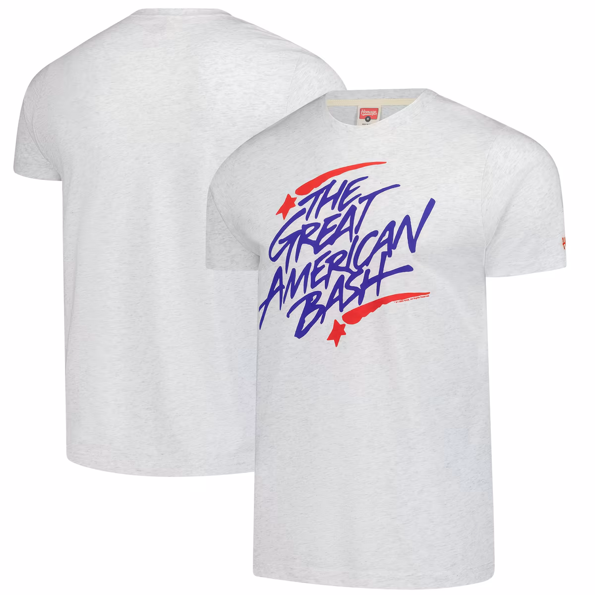Men's Homage Heather Gray The Great American Bash Retro Event Logo Tri-Blend T-Shirt