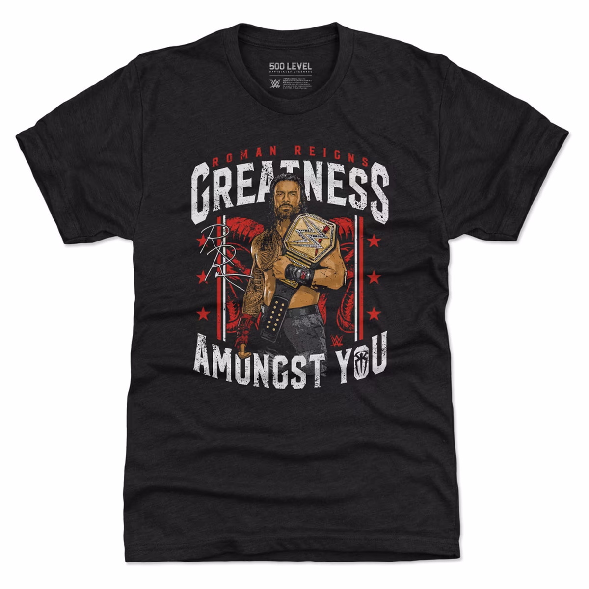 Men's 500 Level  Black Roman Reigns Greatness Amongst You Premium T-Shirt