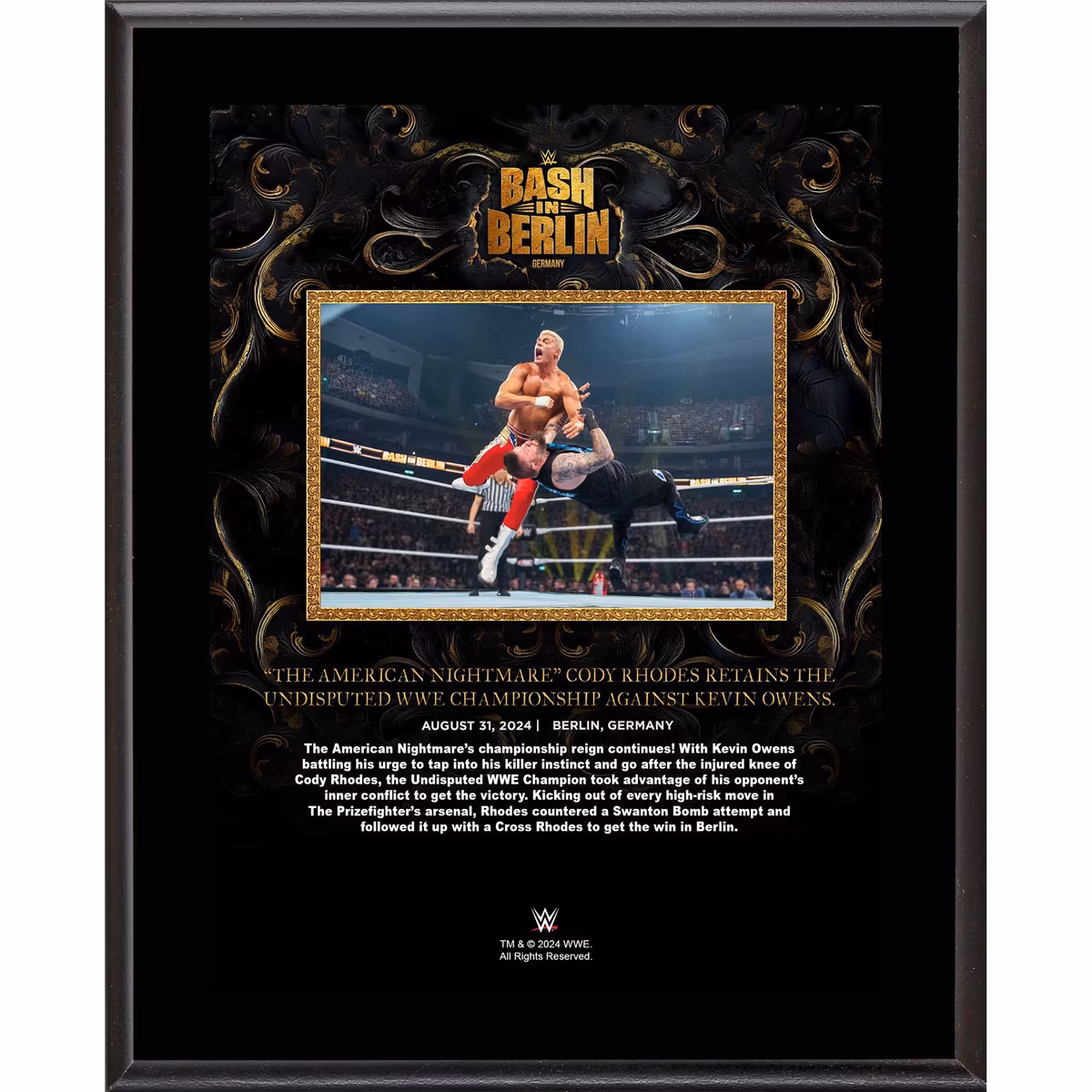 Cody Rhodes WWE 10.5" x 13" 2024 Bash In Berlin Sublimated Plaque