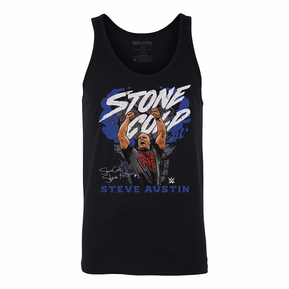 Men's 500 Level Black "Stone Cold" Steve Austin Pose Tank Top