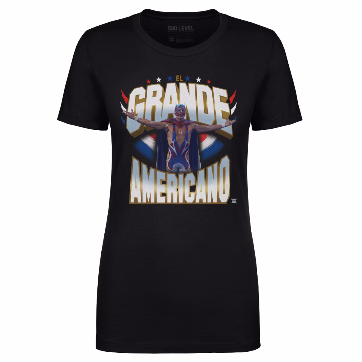 Women's 500 Level Black El Grande Americano Stars & Stripes T-Shirt 8 Women's 500 Level Black El Grande Americano Stars & Stripes T-Shirt