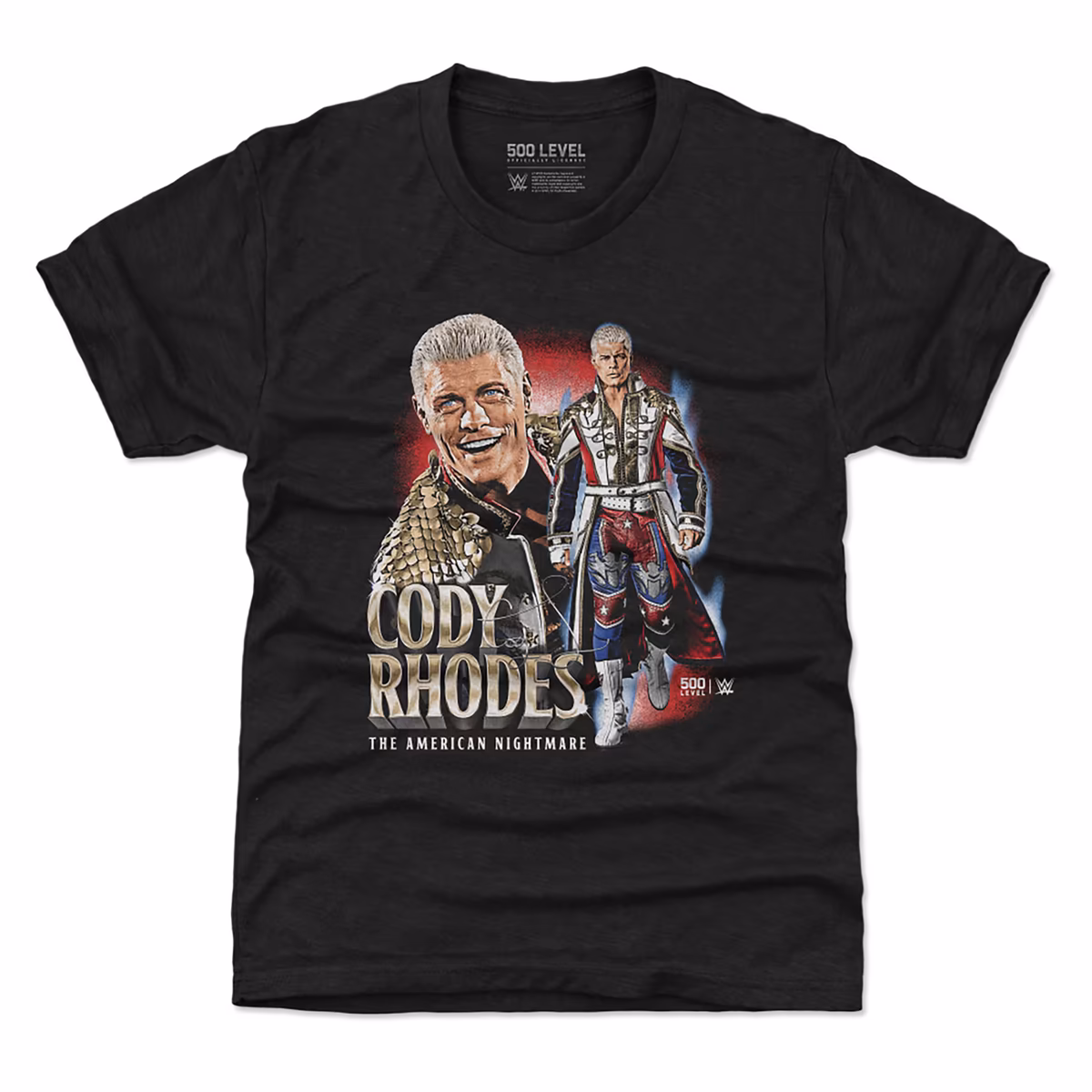 Youth 500 Level Heather Black Cody Rhodes American Nightmare Vintage T-Shirt 1 Youth 500 Level Heather Black Cody Rhodes American Nightmare Vintage T-Shirt
